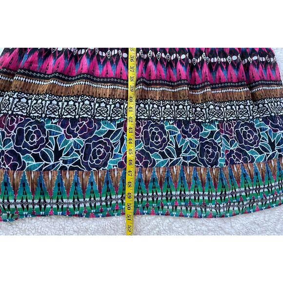 Chris McLaughlin Size 4 Boho Maxi Dress Multicolor Tribal Floral Print V Neck - Picture 9 of 13